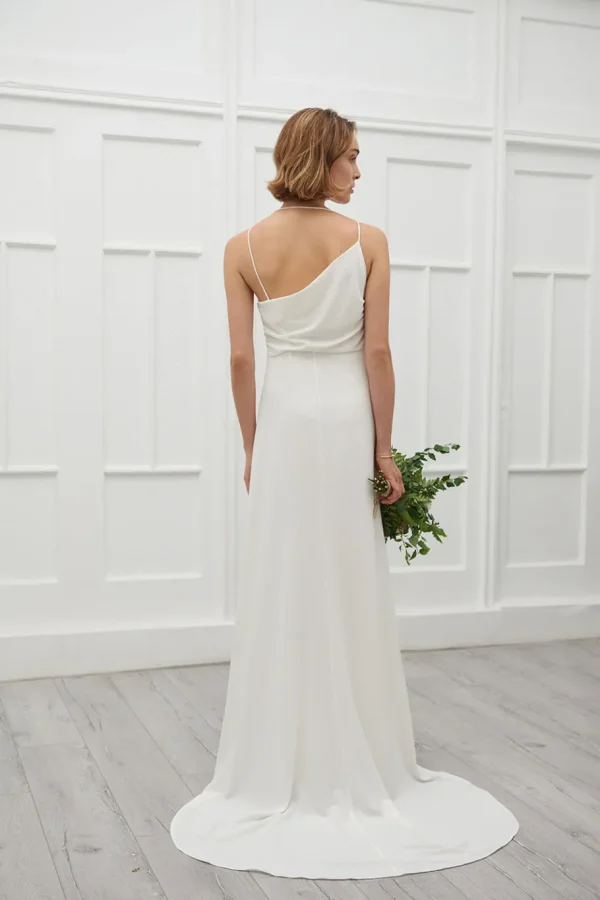 Viktoria Chan Short Sleeves | Belle asymmetric wedding gown