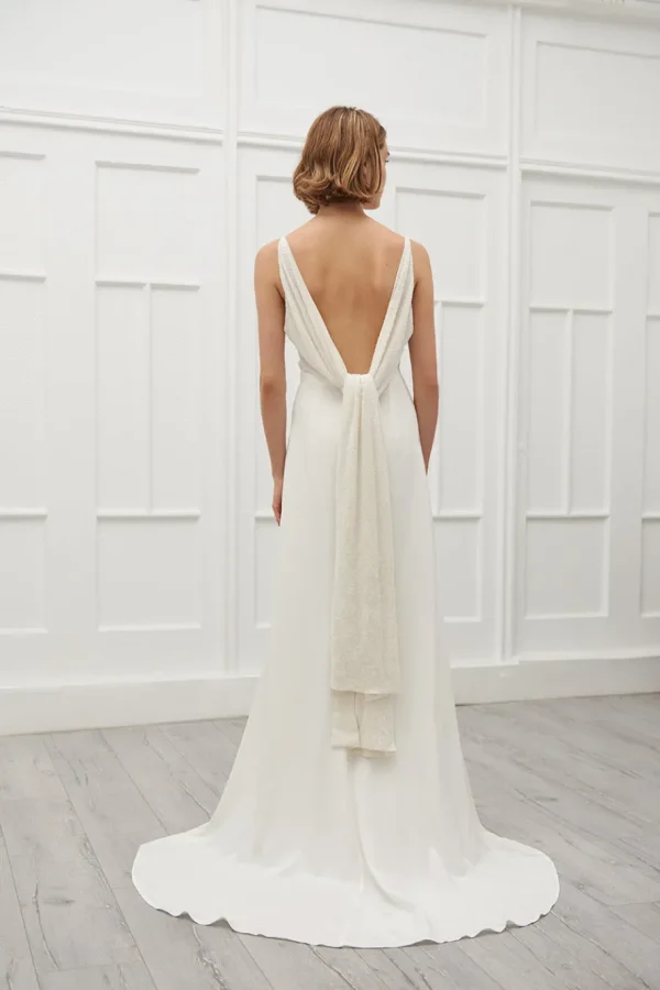 Viktoria Chan Short Sleeves | Vivian embedded singled wedding gown